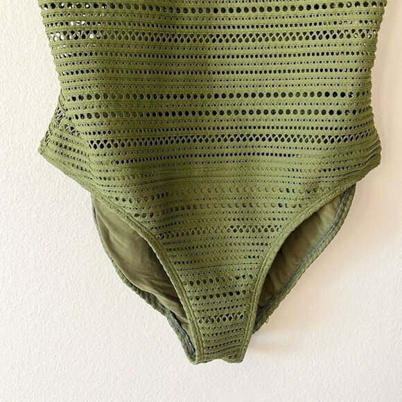 Robin Piccone Olive Green Crochet One Piece Swimsuit - Picture 3 of 7